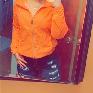 Columbia windbreaker. Bright orange.